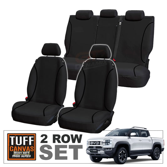 Black TUFF Canvas TRADE for BYD Shark 6 DUAL Cab All Models 2 ROW SET 7/2024-2026