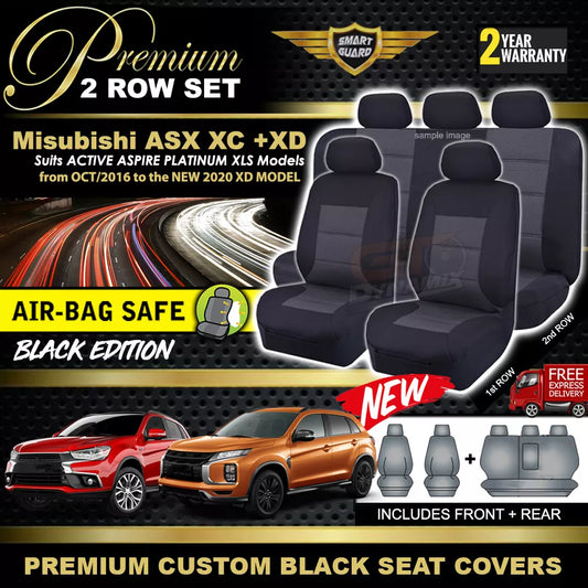 Premium Seat Covers 2 Rows Black For Mitsubishi ASX XC XD Active XLS ES 10/2016-2024
