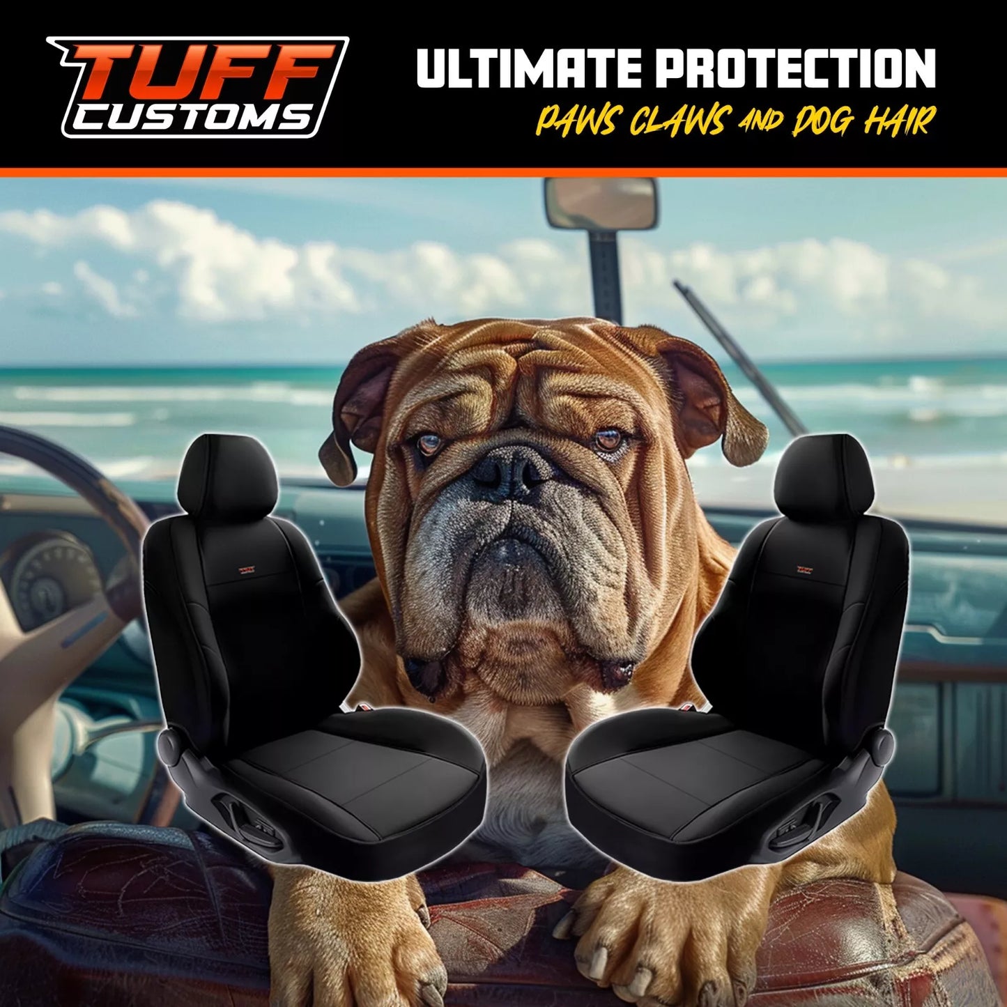 TUFF Customs Neoprene Seat Covers 2 Rows For Mazda BT50 TF XTR GT SP THUNDER 2020-25 BT-50