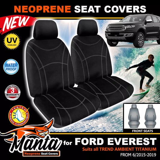 Manta Neoprene Front Seat Covers For FORD Everest UA Trend Titanium 2015-2022