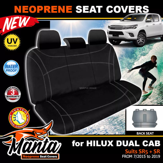 Manta Neoprene Rear Seat Covers For Toyota Hilux SR5 SR 7/2015-2024