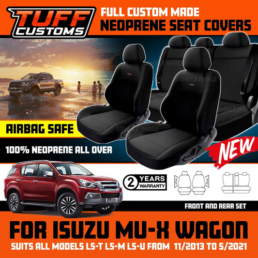 TUFF Customs Neoprene Seat Covers 2 Rows For Isuzu MU-X LS-M LS-U UC 11/2013-5/2021