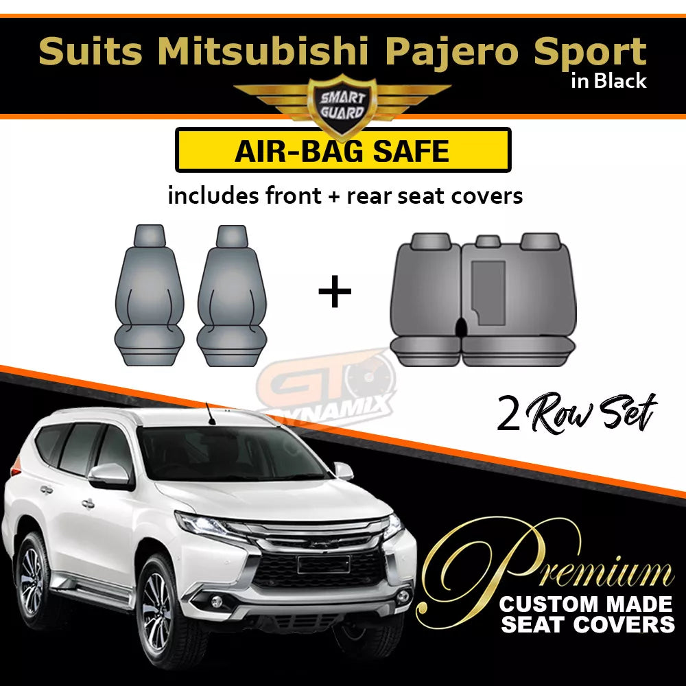 Premium Seat Covers 2 Rows Charcoal Grey For Mitsubishi Pajero SPORTS GLX -5 SEAT 10/2015-2019