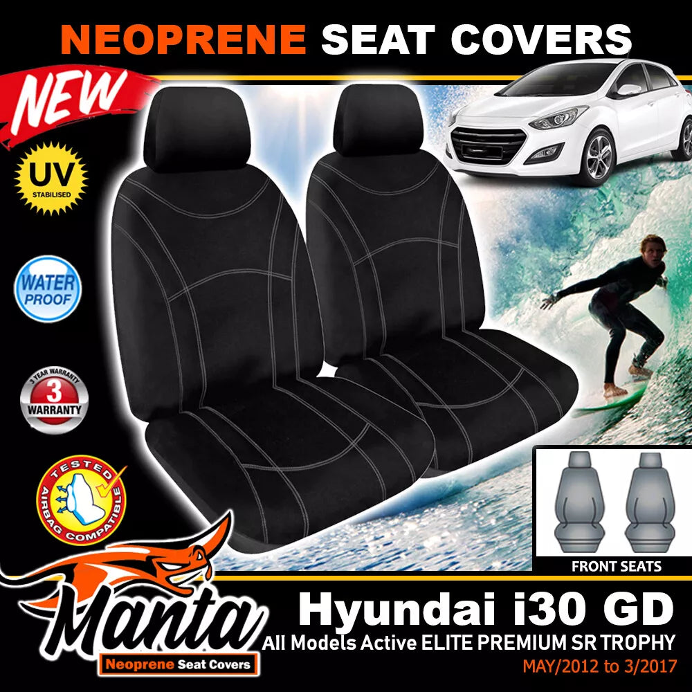 Manta Neoprene Front Seat Covers For Hyundai GD i30 Active SR + 5/2012-3/2017