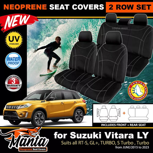 Manta Neoprene 2 Rows Seat Covers For Suzuki Vitara LY RT-S GL+ Turbo S 6/2015-2024