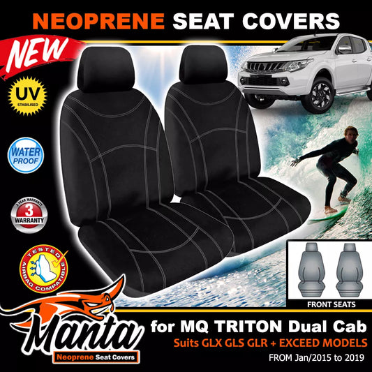 Manta Neoprene Front Seat Covers For TRITON MQ DUAL CAB 2015-2024