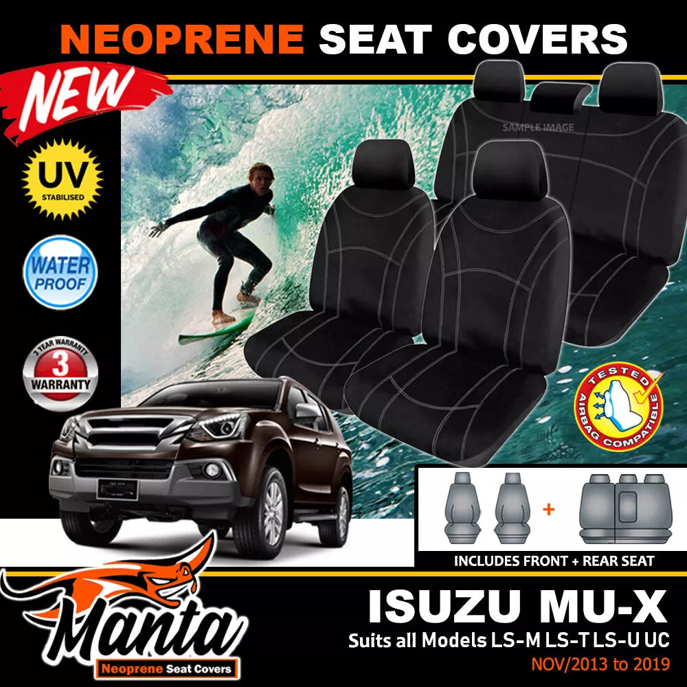 Manta Neoprene 2 Rows Seat Covers For Isuzu MU-X LSM UC LS-U 11/2013-6/2021