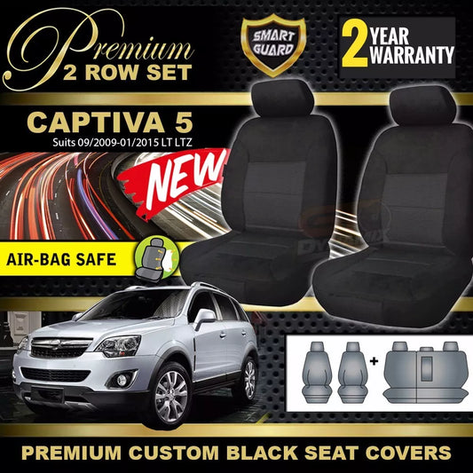 Premium Seat Covers 2 Rows Black For HOLDEN CAPTIVA 5 CG LT LTZ 9/2009-8/2017