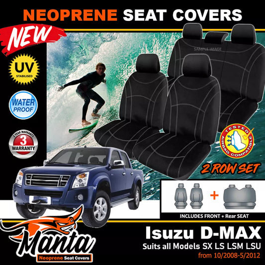 Manta Neoprene 2 Rows Seat Covers For Isuzu TF D-MAX DUAL CAB 5/2008-4/2012