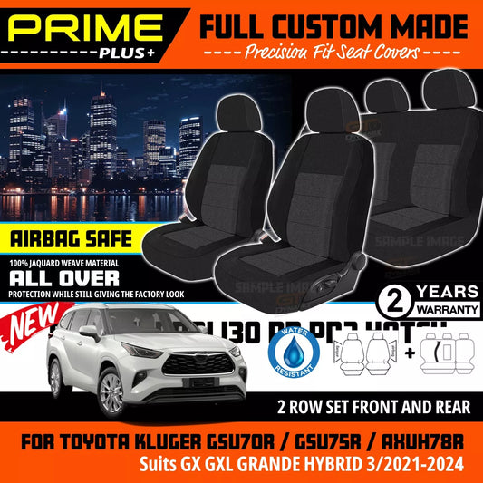PRIME PLUS Seat Covers 2 Rows Black For Toyota KLUGER GX GXL GRANDE Hybrid 3/2021-2024