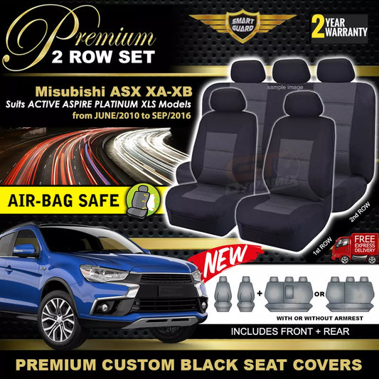 Premium Seat Covers 2 Rows Black For Mitsubishi ASX XA XB Active Aspire 2010-9/2016