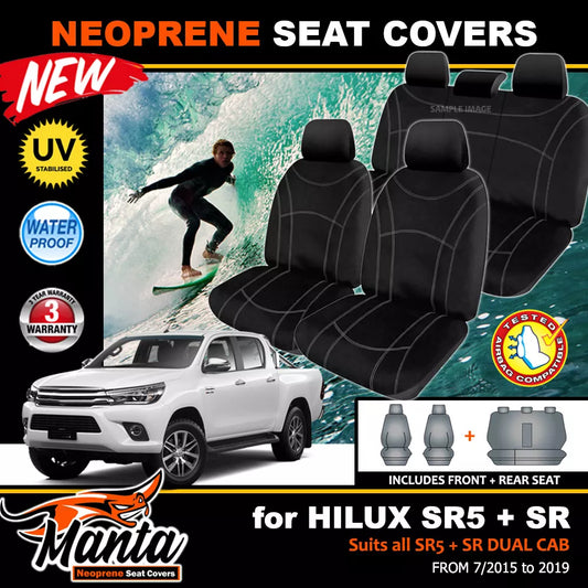 Manta Neoprene 2 Rows Seat Covers For Toyota Hilux SR5 SR 7/2015-2024