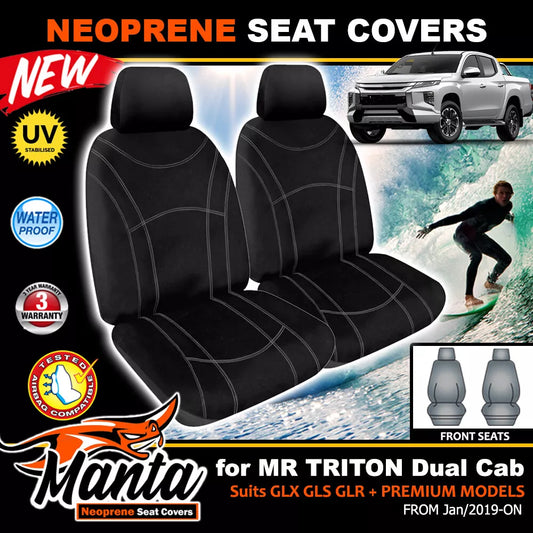 Manta Neoprene Front Seat Covers For TRITON MR DUAL CAB 2019-2024