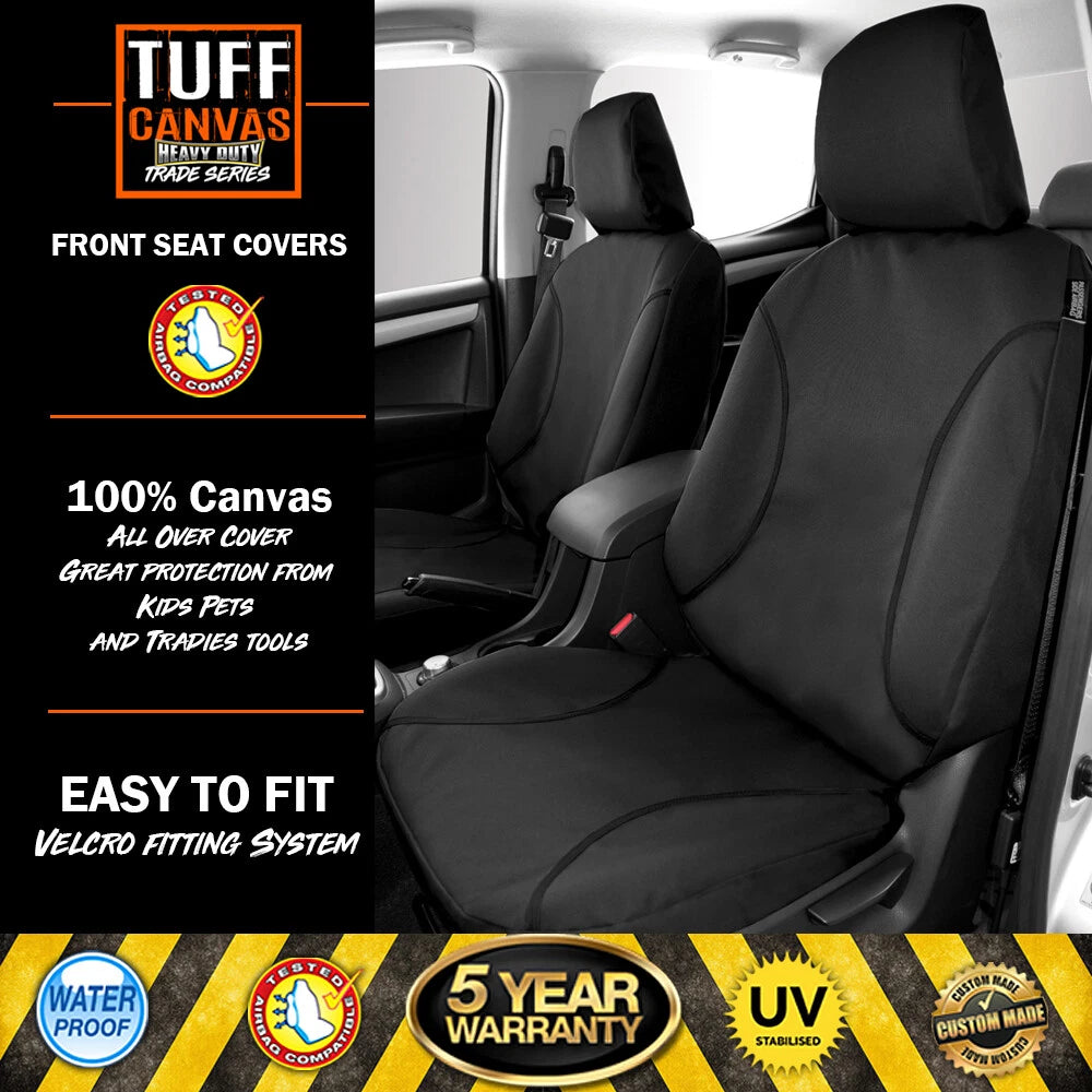 TUFF Canvas TRADE Front Seat Covers For Toyota Landcruiser 79 VDJ79R GXL 2016-2026 Charcoal