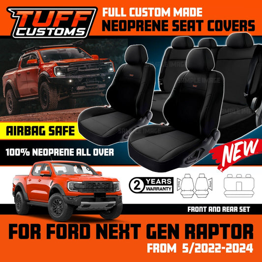 TUFF Customs Neoprene Seat Covers 2 Rows For FORD RANGER NEXT GEN RAPTOR 5/2022-2025