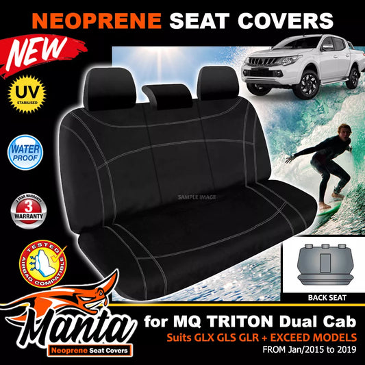 Manta Neoprene Rear Seat Covers For TRITON MQ DUAL CAB 10/2015-2024