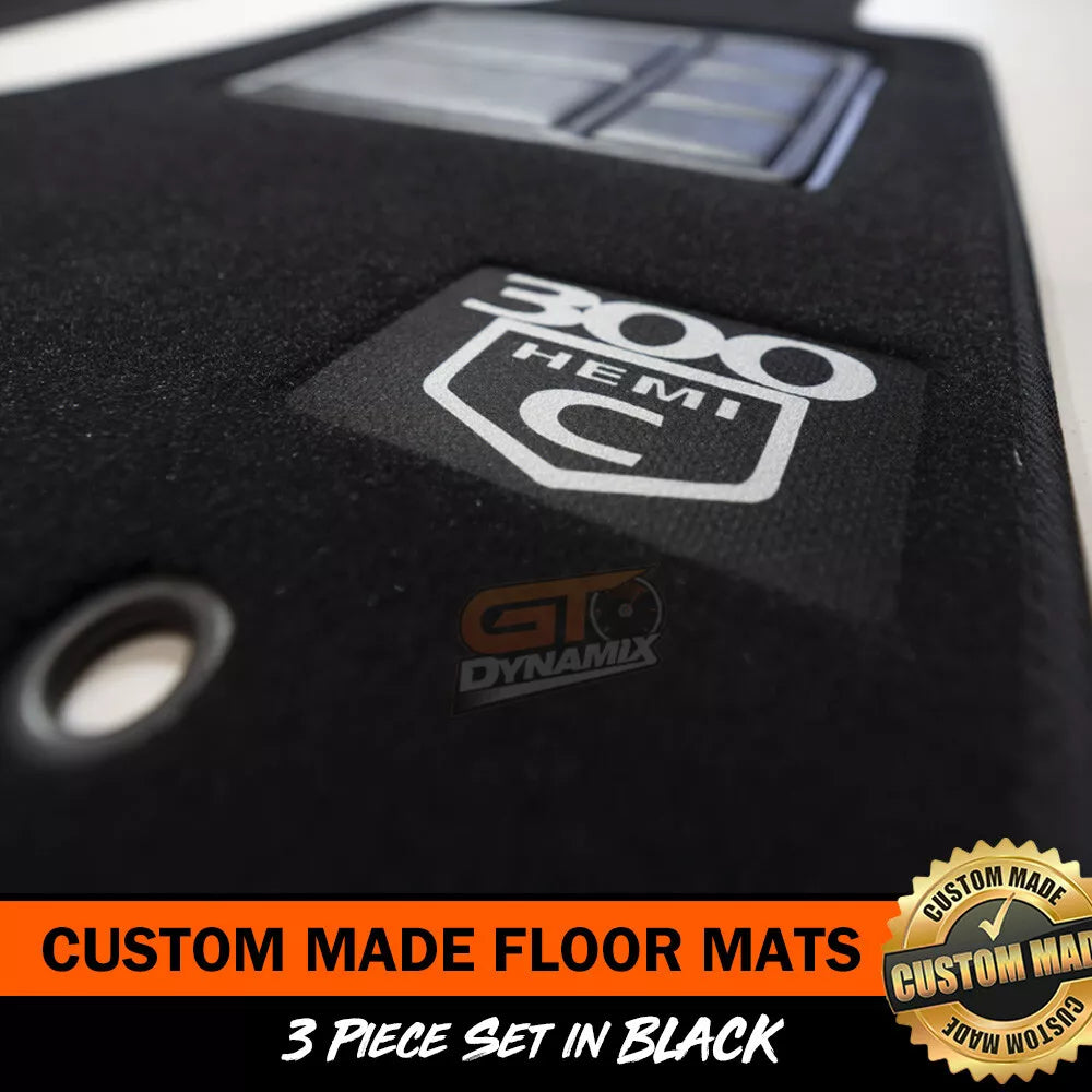 BLACK Custom Made Floor Mats CHRYSLER 300C SRT8 CORE LUXURY 2012-21 ( 300c LOGO)