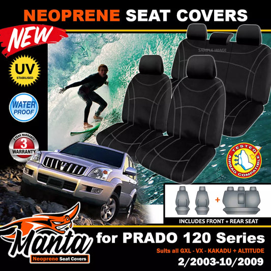 Manta Neoprene 2 Rows Seat Covers For Prado 120 GX GXL Grande 2003-10/2009