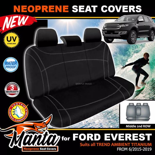 Manta Neoprene Middle Row Seat Covers For FORD Everest Trend Titanium 2015-2022