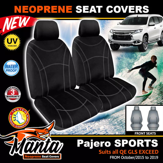 Manta Neoprene Front Seat Covers For Pajero Sports GLS GLX EXCEED 2015-2024