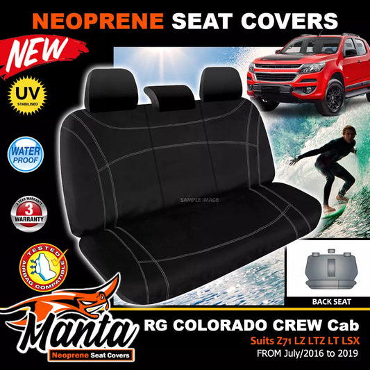 Manta Neoprene Rear Seat Covers For COLORADO RG DUAL CAB LTZ 6/2012-20