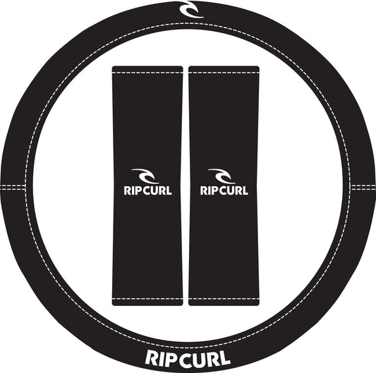 Rip Curl Logo 15 inches Steering Wheel Cover w/ Seat Belt Comforts Neoprene Black