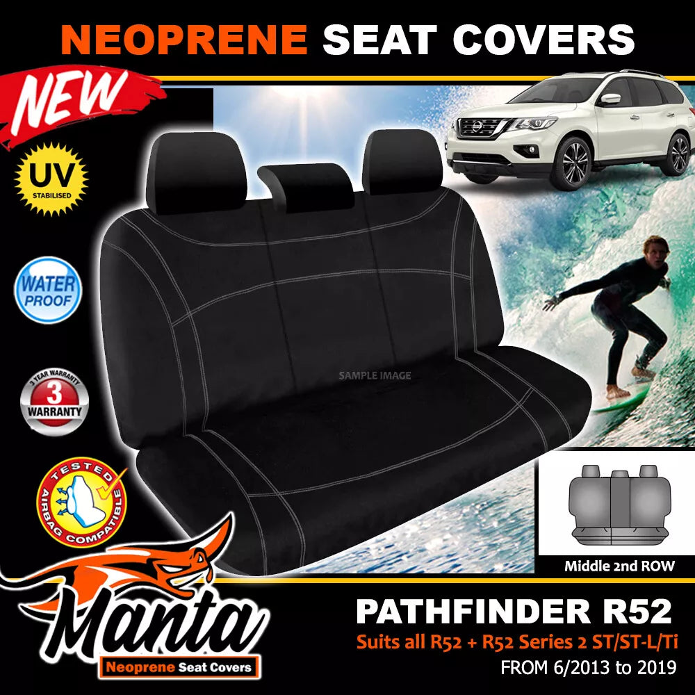Manta Neoprene Rear Seat Covers For Nissan Pathfinder R52 S2 Ti TS TL STL 2013-2021
