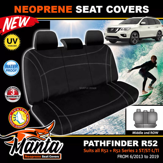 Manta Neoprene Rear Seat Covers For Nissan Pathfinder R52 S2 Ti TS TL STL 2013-2021
