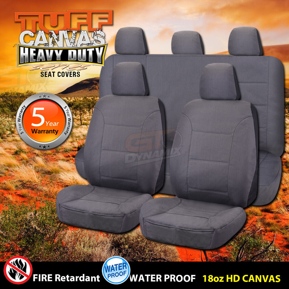 Tuff HD Canvas Seat Covers 2 Row For Holden RG Colorado Dual CAB LTZ LS 7/2016-2019 Charcoal