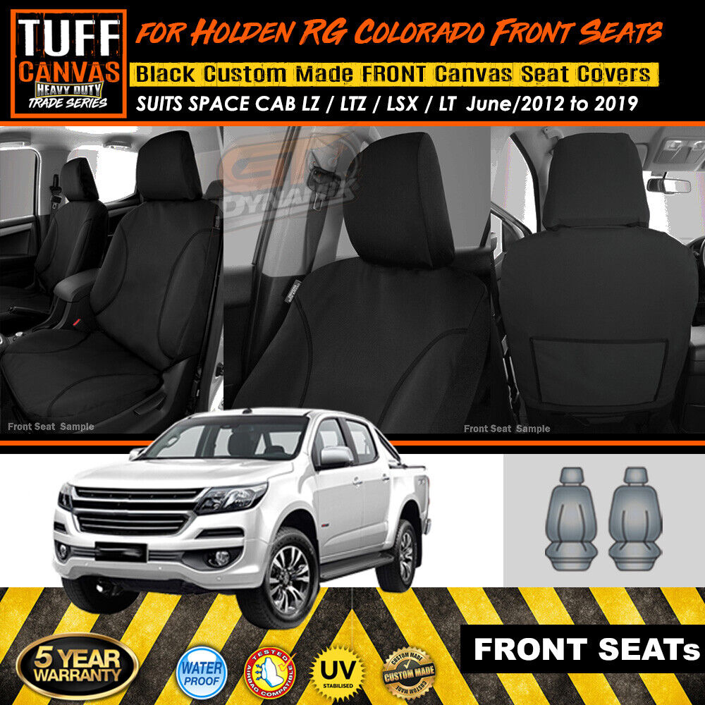 TUFF HD TRADE Canvas Seat Covers Front For Holden RG Colorado LZ LTZ LSX LT 6/2012-2019 Black
