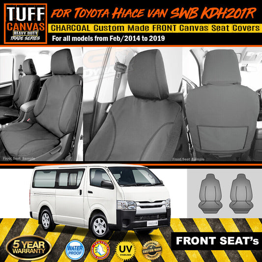 TUFF HD TRADE Canvas Seat Covers Front For Toyota Hiace KDH201R 2/2014-2019 CHARCOAL
