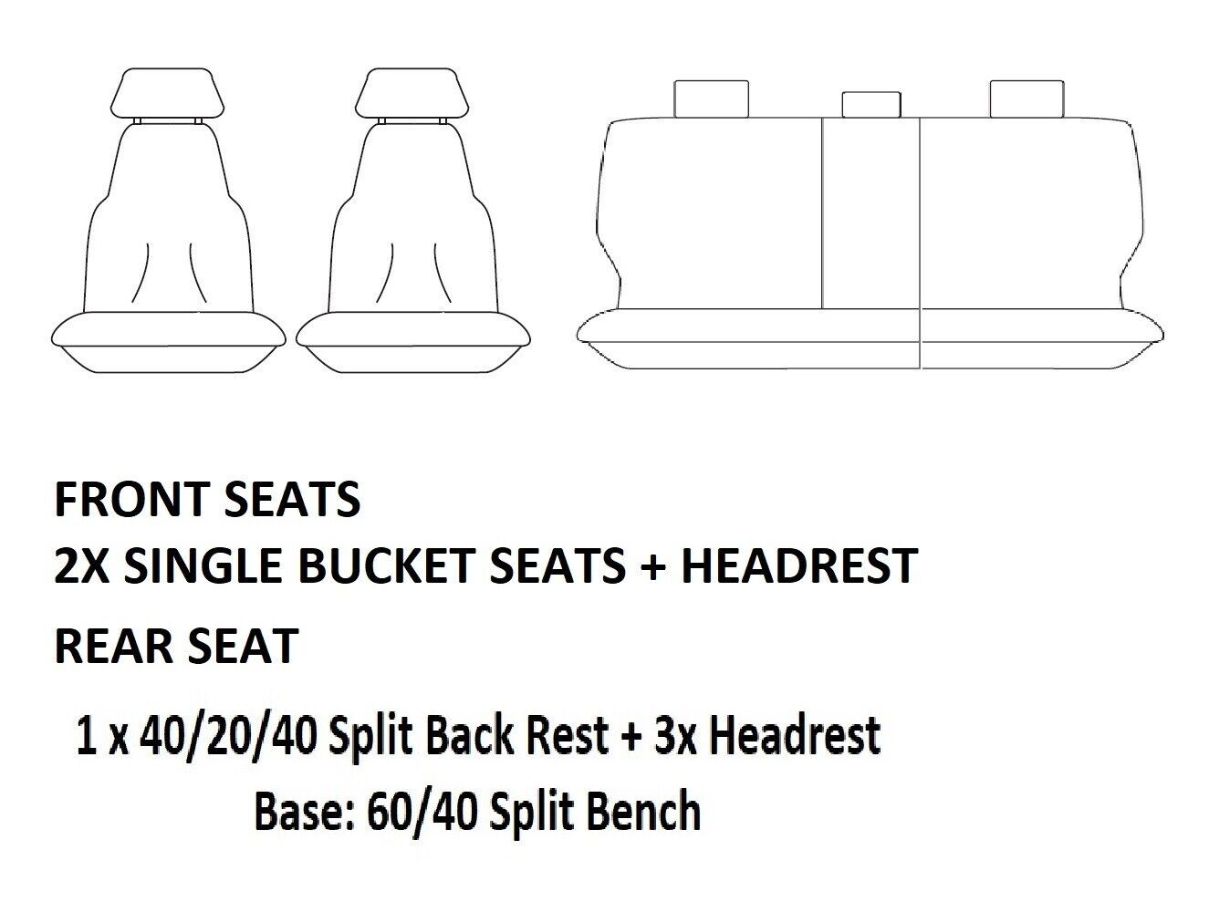 TUFF HD TRADE Canvas Seat Covers 2 Rows For Toyota Prado 150 GX GXL 7 Seater 2009-2021 Black