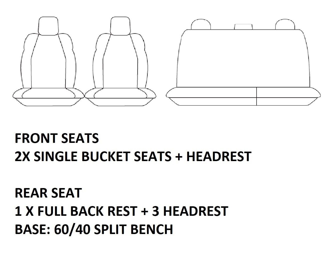 TUFF HD TRADE Canvas Seat Covers 2 Rows For Mazda BT50 B19 B30 XS XT 8/2020-On Charcoal
