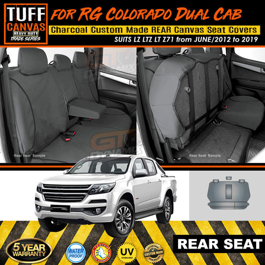 TUFF HD TRADE Canvas Seat Covers Rear For Holden RG Colorado LT LTZ LZ 5/2012-2019 Charcoal