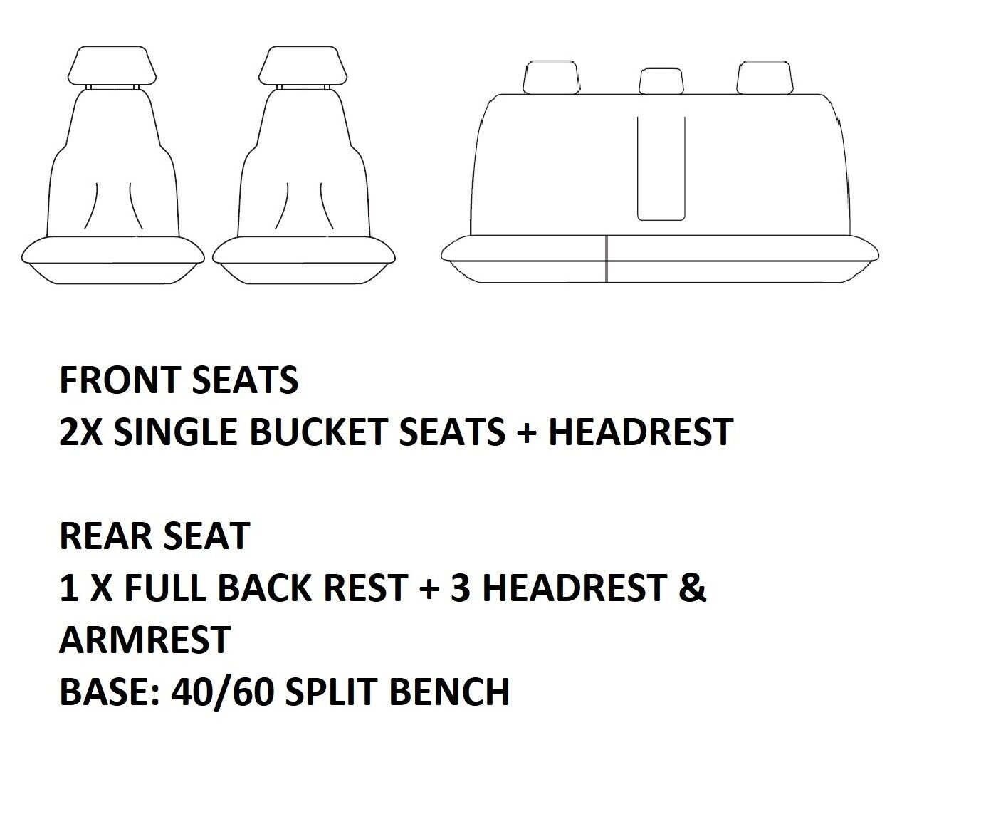 TUFF HD TRADE Canvas Seat Covers 2 Rows For Toyota Hilux Rogue SR SR5 2015-2024 Black