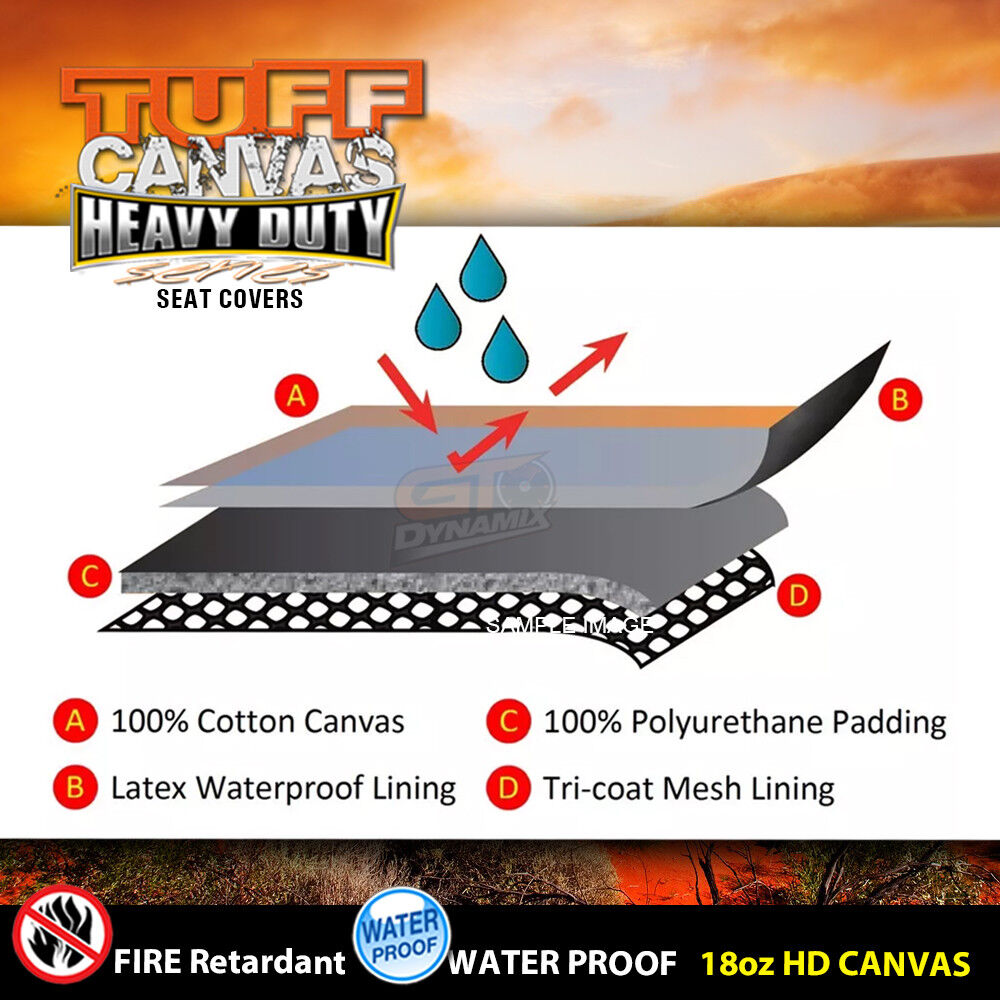 Tuff HD Canvas Seat Covers 2 Rows For Isuzu DMAX Dual Cab LS-U F+R 6/2012-2019 D-MAX Charcoal