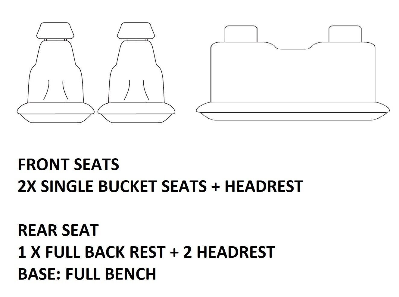 TUFF HD TRADE Canvas Seat Covers 2 Rows For Holden Rodeo RA 5 SEAT 2003-2008 Black