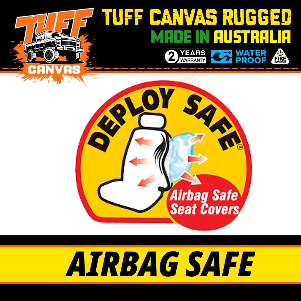 Tuff HD Canvas Seat Covers 2 Row For MAZDA BT-50 UP Dual Cab 10/2011-9/2015 BT50 Charcoal