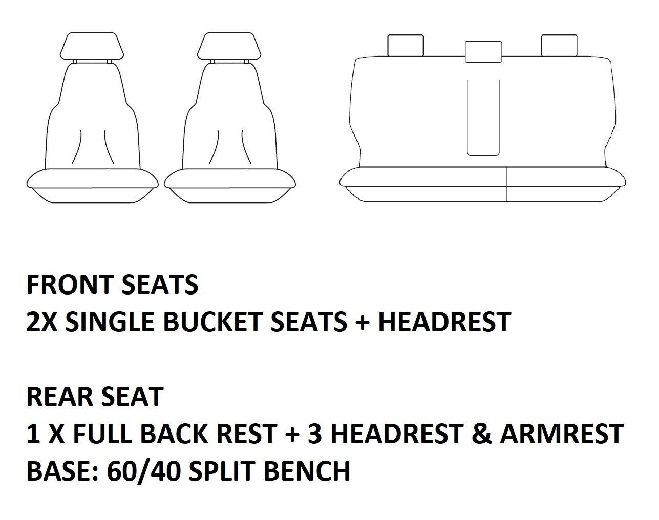 TUFF HD TRADE Canvas Seat Covers 2 Rows For Isuzu Dmax TF 4X4 SX 2014-6/2020 Charcoal