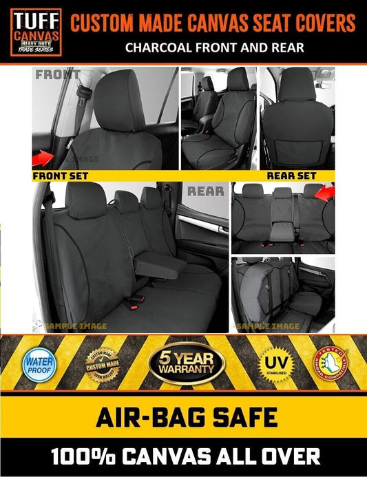 TUFF HD TRADE Canvas Seat Covers 2 Rows For Holden Rodeo RA 5 Seater 2003-2008 Charcoal