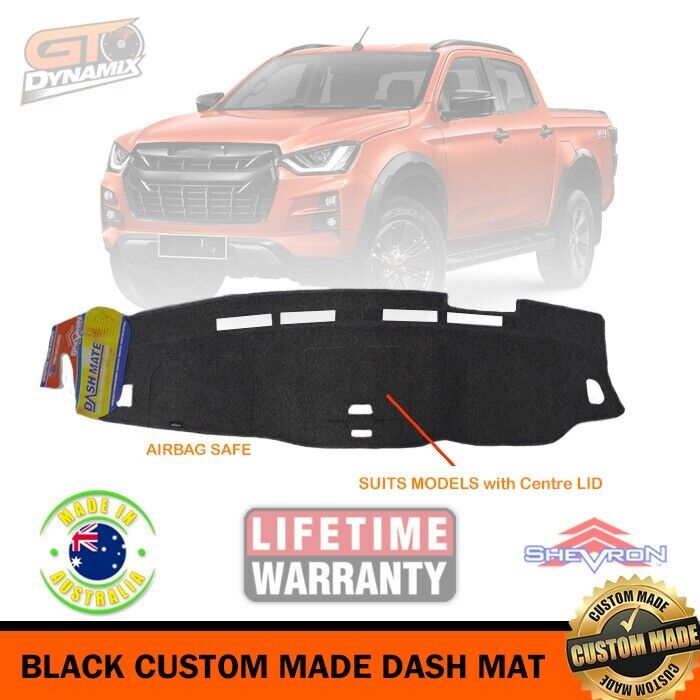 Tuff HD TRADE Canvas Seat Covers 2 Row + Dash Mat For Isuzu DMAX TF W/LID 2020-2024 1589 Black
