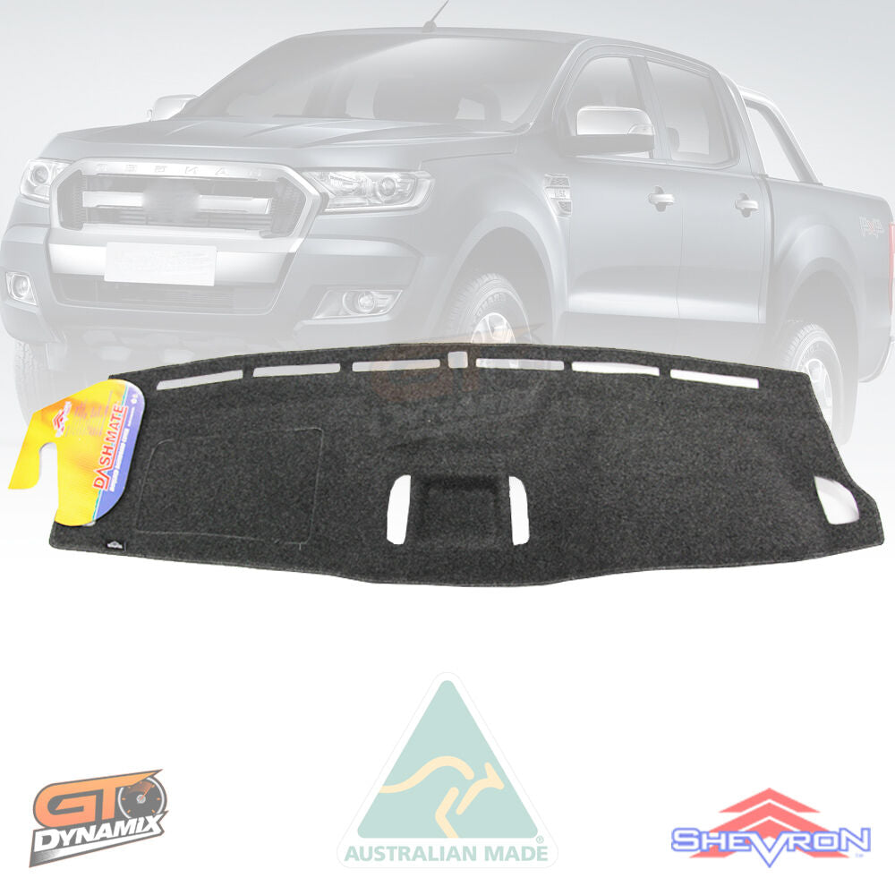 Tuff HD Canvas Seat Covers 2 Rows + Dash Mat For Ford PX2 RANGER XLT XL 6/2015-2018 Charcoal
