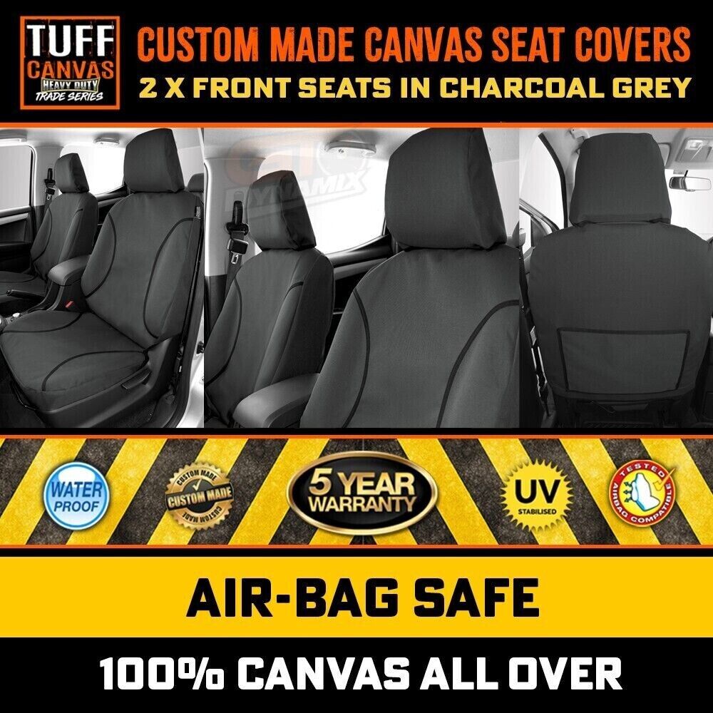 TUFF HD TRADE Canvas Seat Covers Front For Holden Rodeo RA TF 3/2003-6/2008 Charcoal