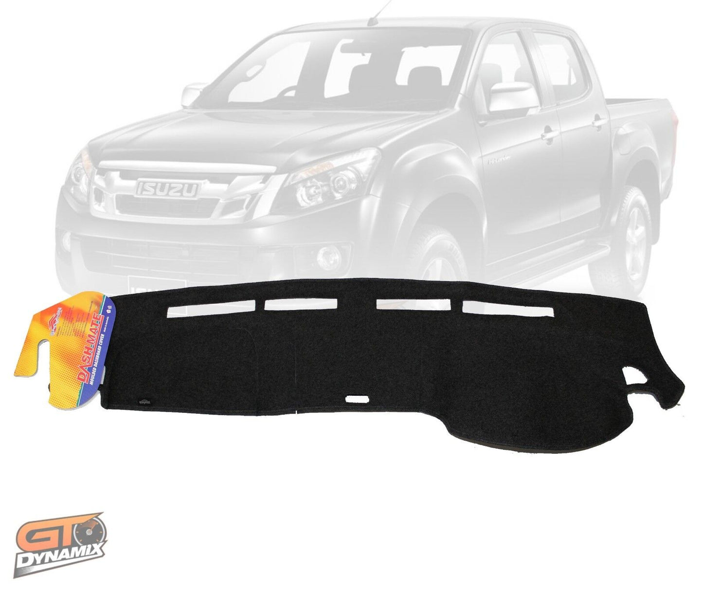 Tuff HD Canvas Seat Covers 2 Rows + Dash Mat For Isuzu D-MAX Dual Cab 6/2012-2019 Black