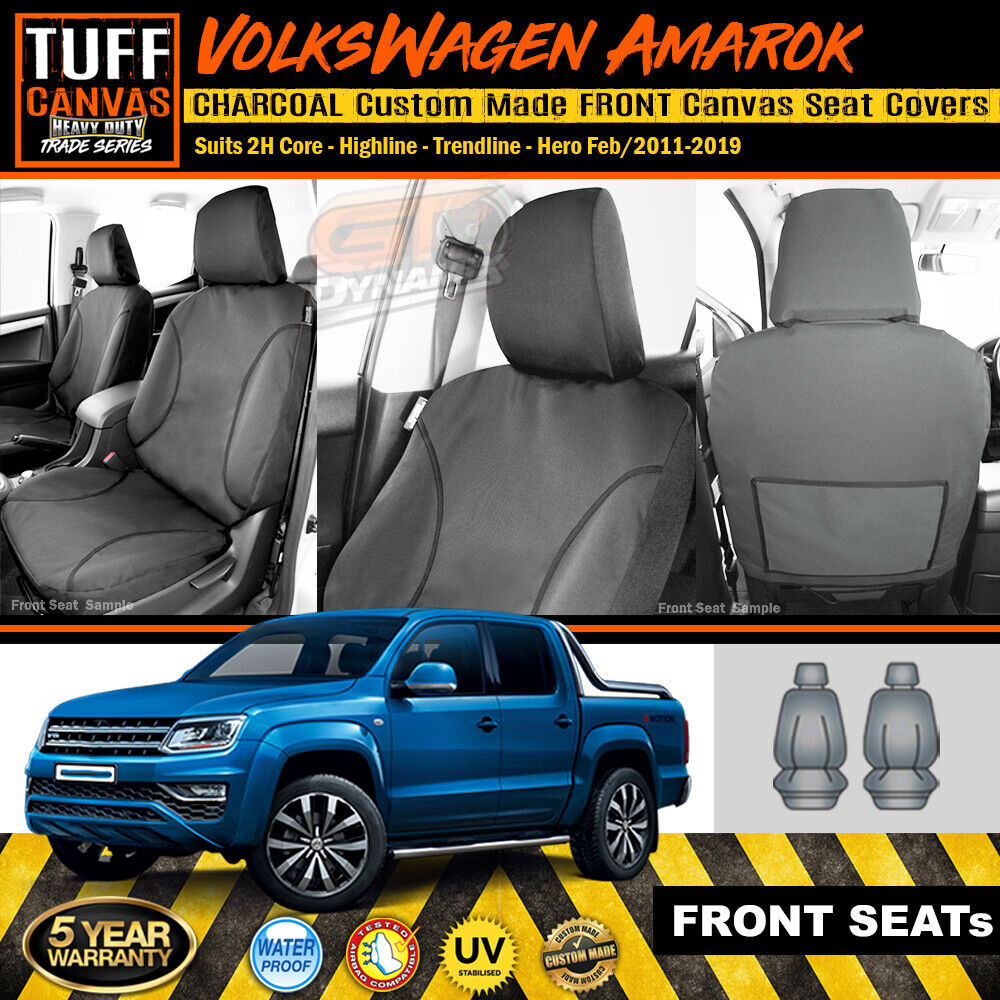 TUFF HD TRADE Canvas Seat Covers Front For Volkswagen Amarok 2011-2019 Charcoal