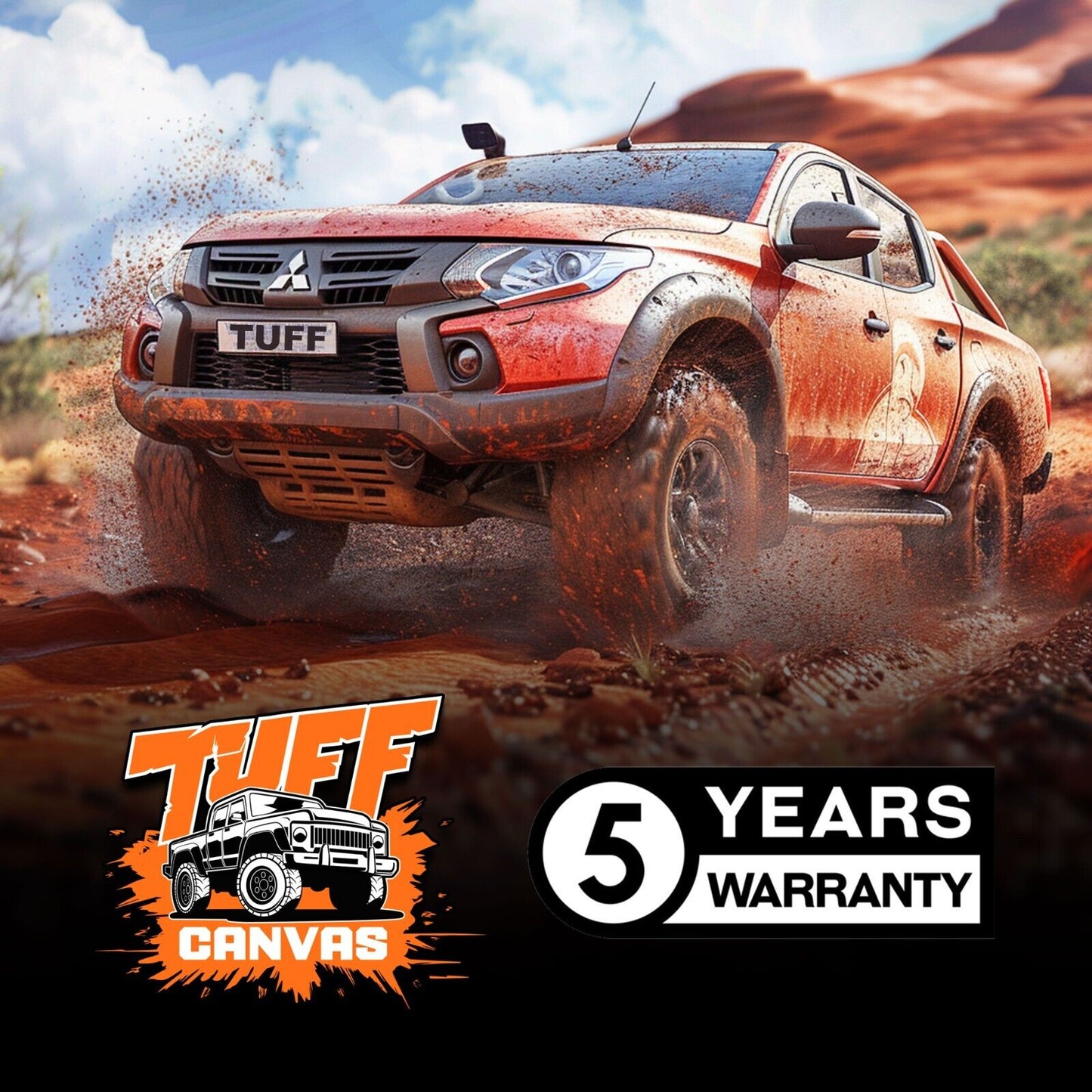 Charcoal Tuff Canvas S2 Seat Covers 2 Rows For Mitsubishi Triton MR GLR Premium 1/2019-2023