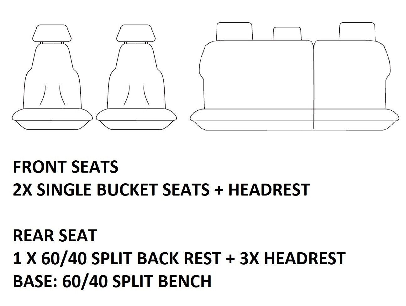 TUFF HD TRADE Canvas Seat Covers 2 Rows For Toyota Landcruiser 200 GX Series 5 Seater 2011-2021 Charcoal