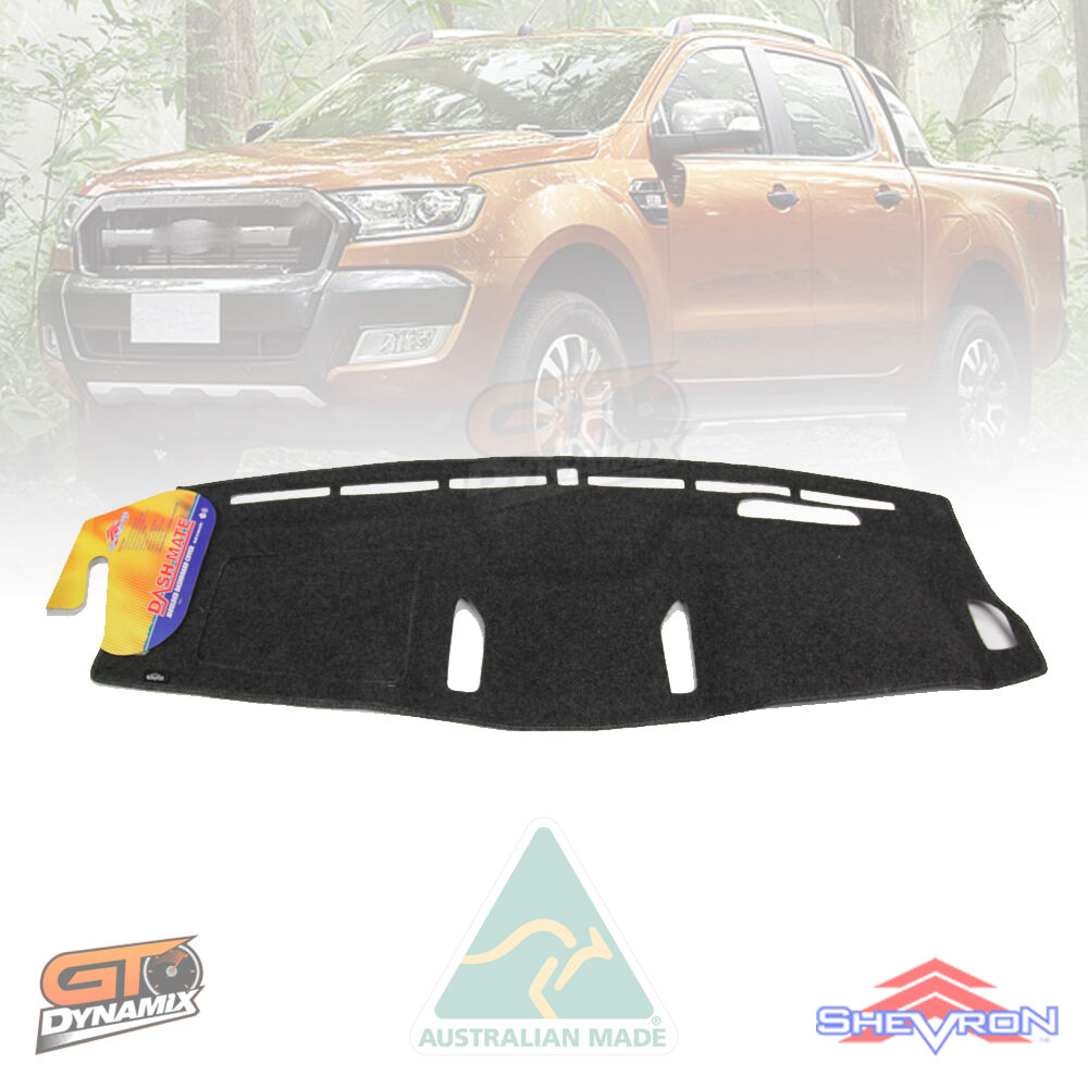 Tuff HD Canvas Seat Covers 2 Rows + Dash Mat For Ford PX2 RANGER XLT XL 6/2015-2018 Charcoal