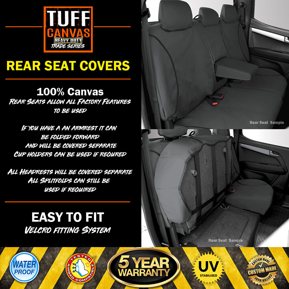TUFF HD TRADE Canvas Seat Covers 2nd Row For Toyota Prado 150 GXL 7 Seat 2021-2024 Charcoal