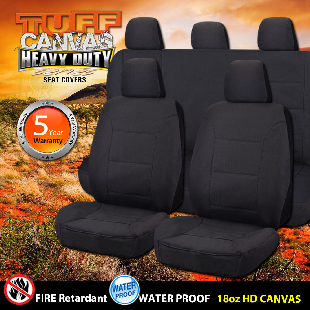 Tuff HD Canvas Seat Covers 2 Rows For Isuzu DMAX Dual Cab LS-U 6/2012-2019 D-MAX Black